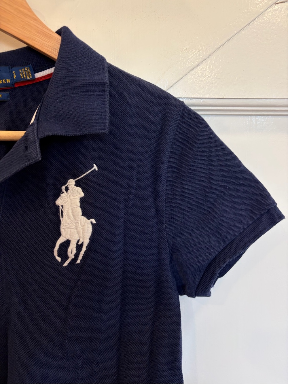 Polo Ralph Lauren Navy Blue Polo Shirt Dress Skinny Fit Womens S - Picture 3 of 8